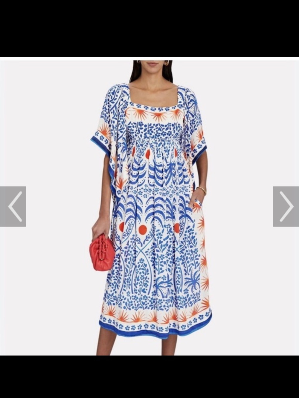 NWT Ladies farm rio White Maxi Dress with Blue Floral & Orange Accent xs